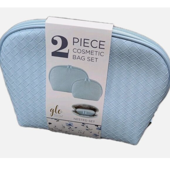 GloTech 2-pack Faux Leather Cosmetic Bags Light Blue - Picture 5 of 5